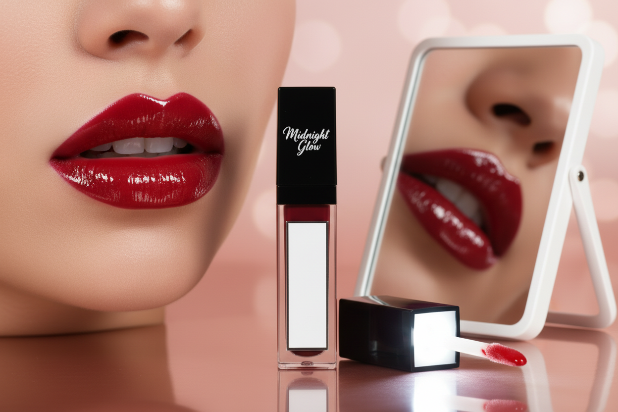 Application sur lèvres rouges